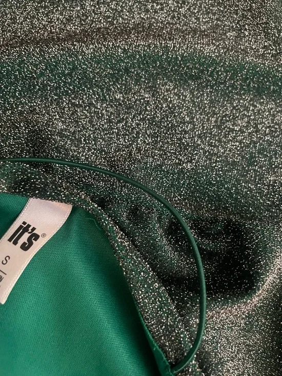 Sparkle glitter Slip Mini Dress in Metallic Green small top detailed stretch - Picture 7 of 7